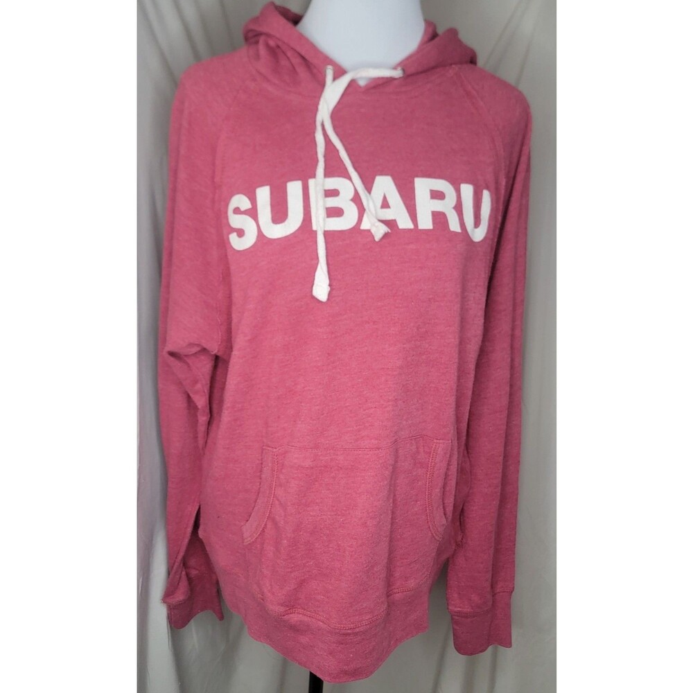 MV Sport Subaru Pink Pullover Hoodie Women’s Large Logo Sweatshirt Heathered